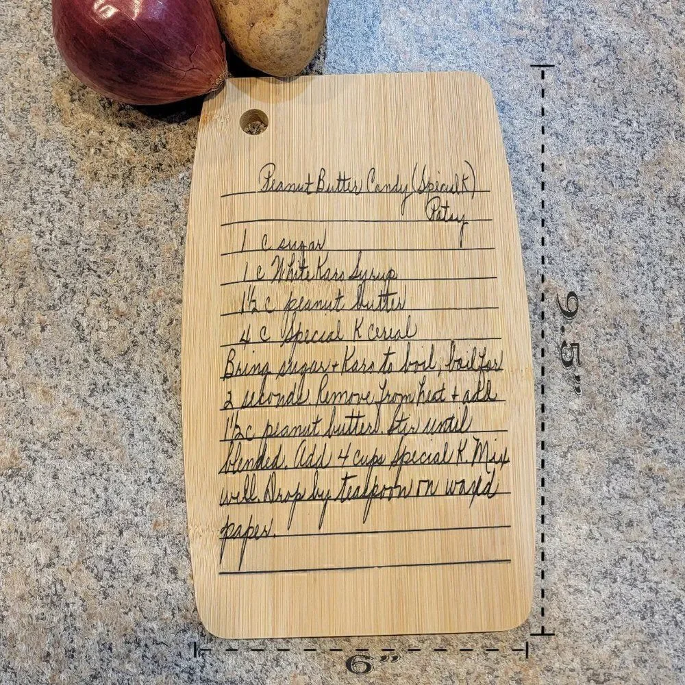 Personalized Cutting Board - Grandmas Handwritten Recipe Engraved